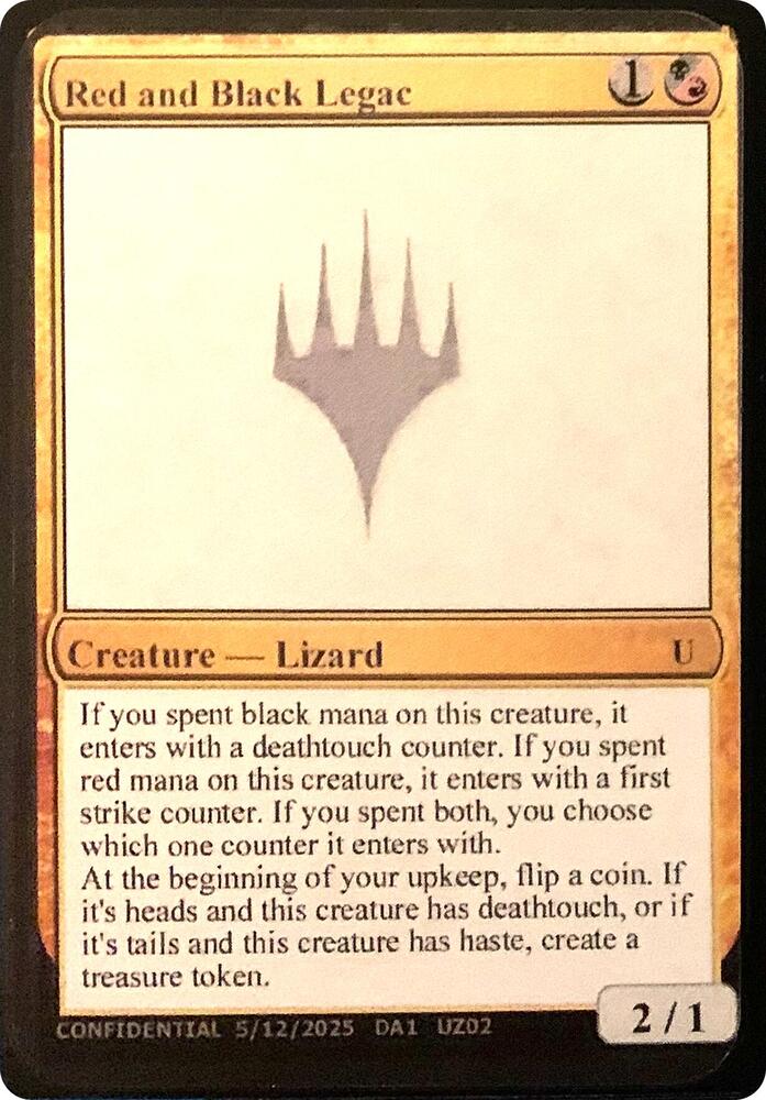 Red and Black Legac UZ02/477 (Un-Known Event Playtest Cards)  | Good Games Modbury