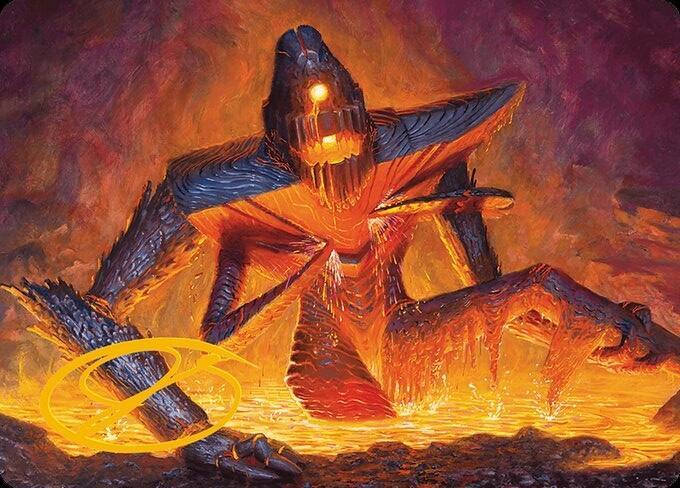 Molten Gatekeeper Art Card Gold Stamped Signature 5 (Art Series: Modern Horizons 3)  | Good Games Modbury