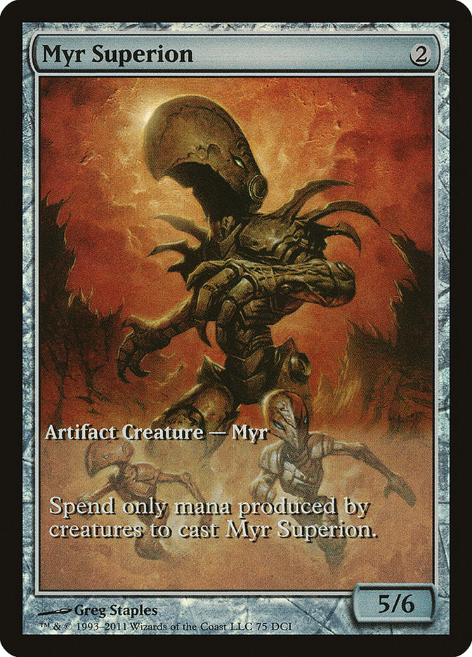 Myr Superion (Game Day) (Extended Art) [New Phyrexia Promos] | Good Games Modbury