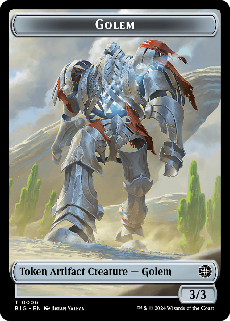 Treasure // Golem Double-Sided Token [Outlaws of Thunder Junction Tokens] | Good Games Modbury