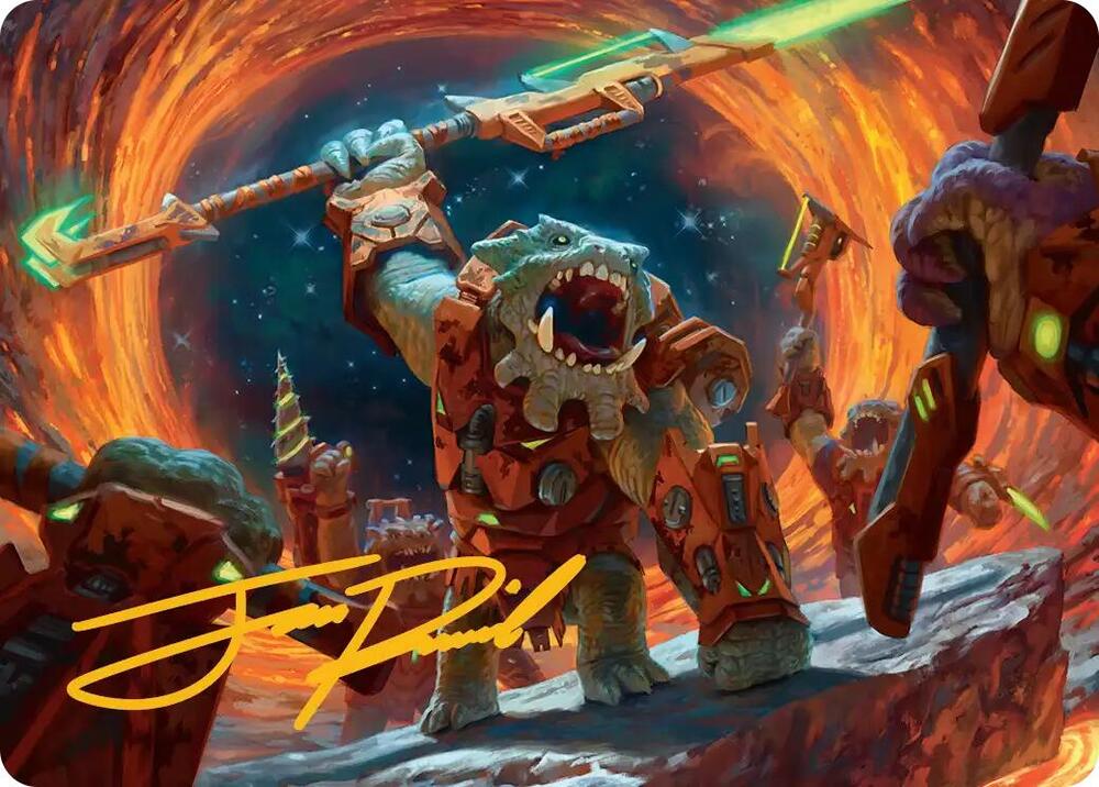 Frontline War Rager Art Card Gold Stamped Signature 16 (Art Series: Edge of Eternities)  | Good Games Modbury