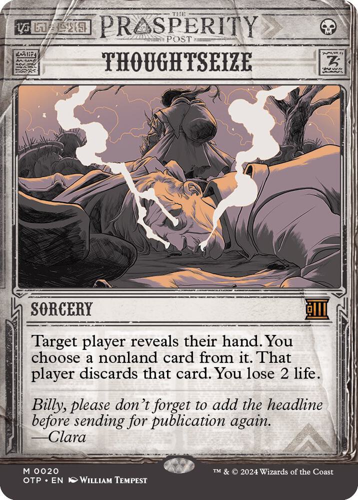 Thoughtseize 20/65 (Outlaws of Thunder Junction: Breaking News)  - Showcase Foil | Good Games Modbury