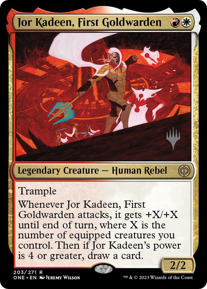 Jor Kadeen First Goldwarden 203 (Promo Pack: Phyrexia: All Will Be One)  - Foil | Good Games Modbury