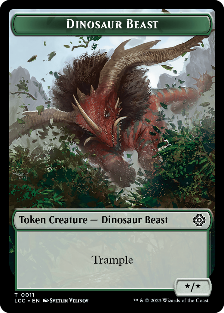 Dinosaur Beast // Dinosaur Double-Sided Token [The Lost Caverns of Ixalan Commander Tokens] | Good Games Modbury