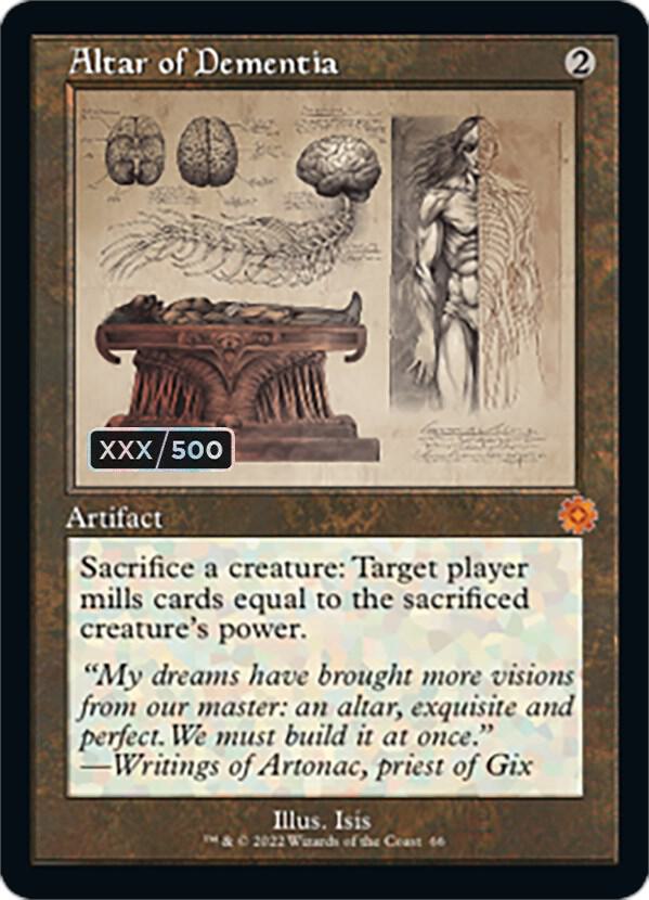 Altar of Dementia Schematic Serial Numbered 66z/63 (The Brothers' War: Retro Frame Artifacts)  - Foil | Good Games Modbury