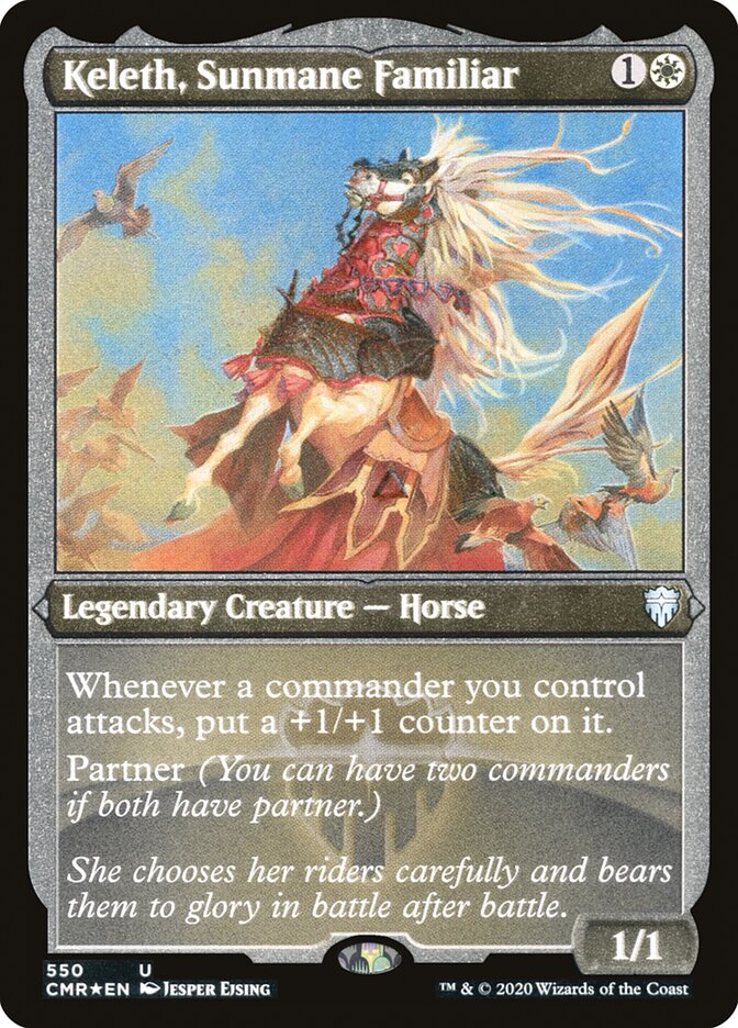 Keleth, Sunmane Familiar (Etched) [Commander Legends] | Good Games Modbury