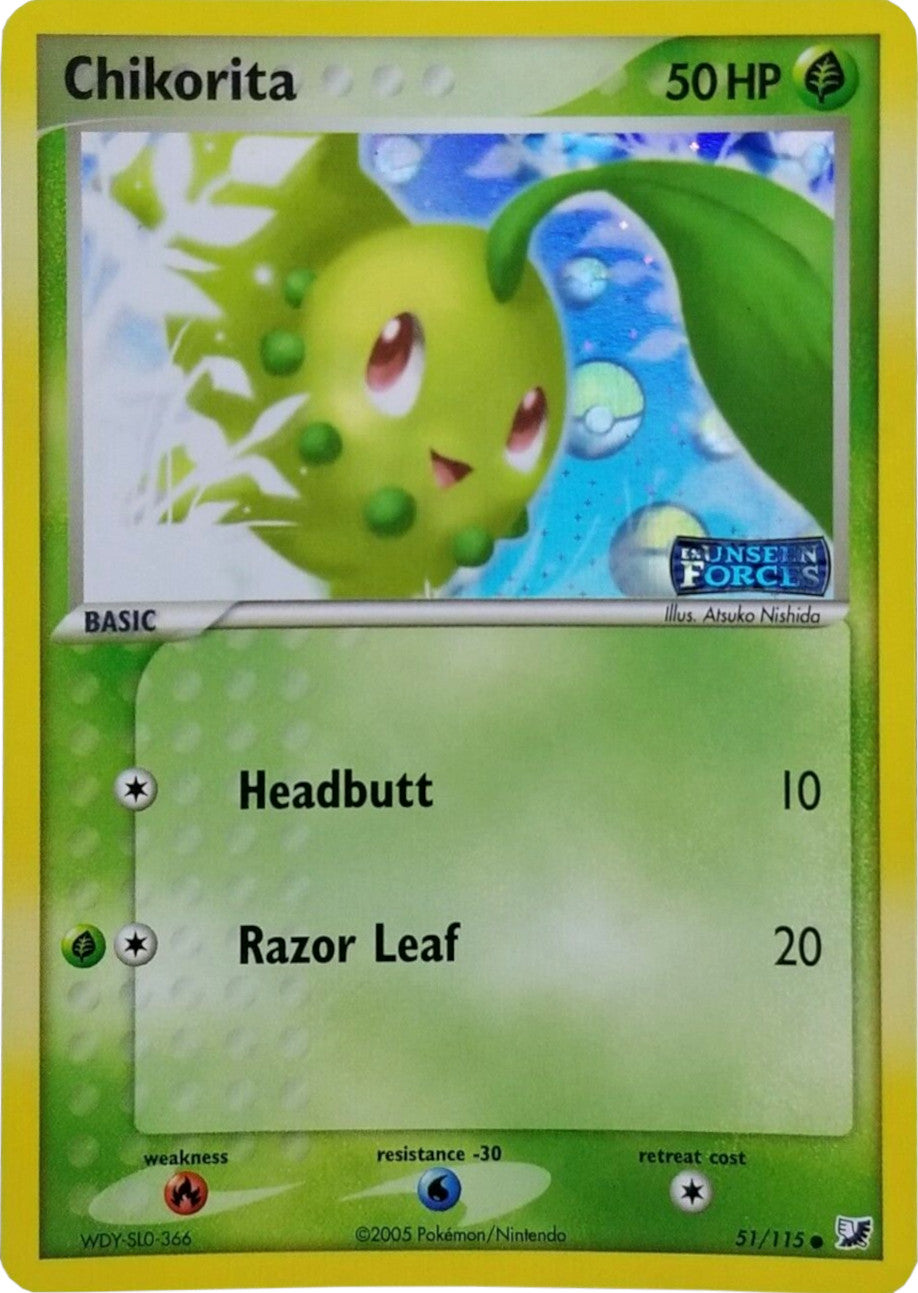 Chikorita (51/115) (Stamped) [EX: Unseen Forces] | Good Games Modbury