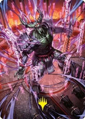 Hidetsugu Devouring Chaos Art Card Gold Stamped Signature 56 (Art Series: Kamigawa: Neon Dynasty)  | Good Games Modbury