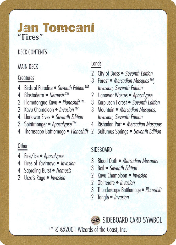 Jan Tomcani Decklist  (World Championship Decks)  | Good Games Modbury