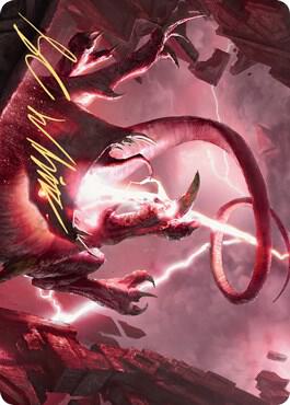 Thundering Rebuke Art Card Gold Stamped Signature 68 (Art Series: Zendikar Rising)  | Good Games Modbury