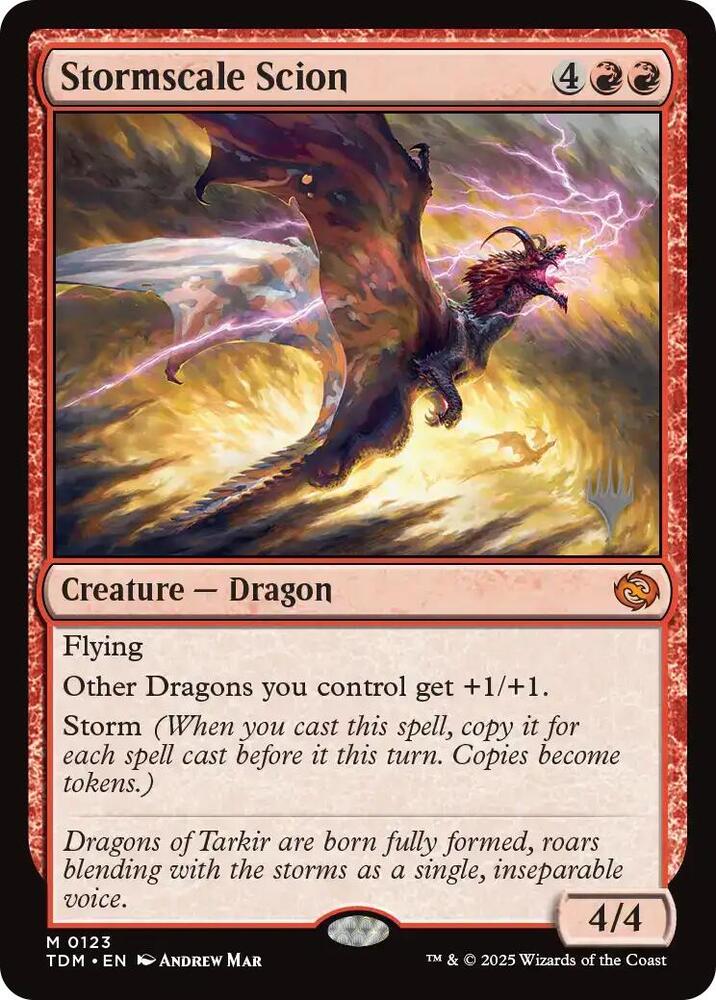 Stormscale Scion 123 (Promo Pack: Tarkir: Dragonstorm)  - Foil | Good Games Modbury
