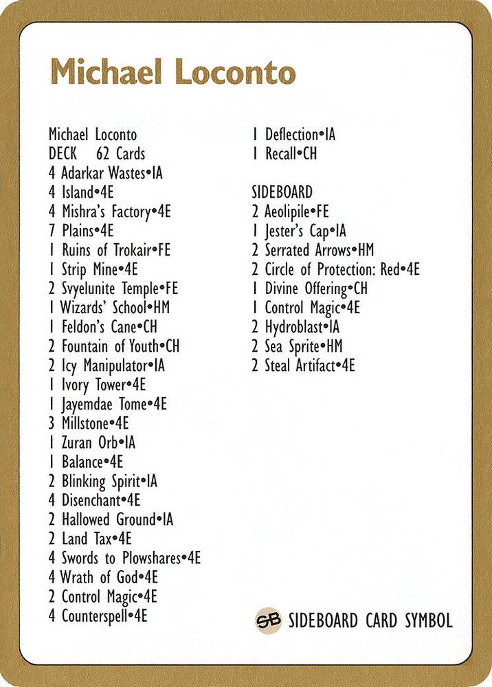 1996 Michael Loconto Decklist Card  (World Championship Decks)  | Good Games Modbury