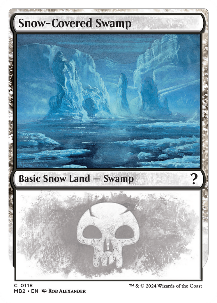 Snow-Covered Swamp (White Border) [Mystery Booster 2] | Good Games Modbury