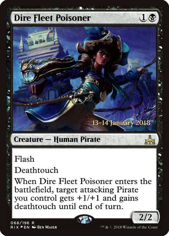 Dire Fleet Poisoner [Rivals of Ixalan Prerelease Promos] | Good Games Modbury