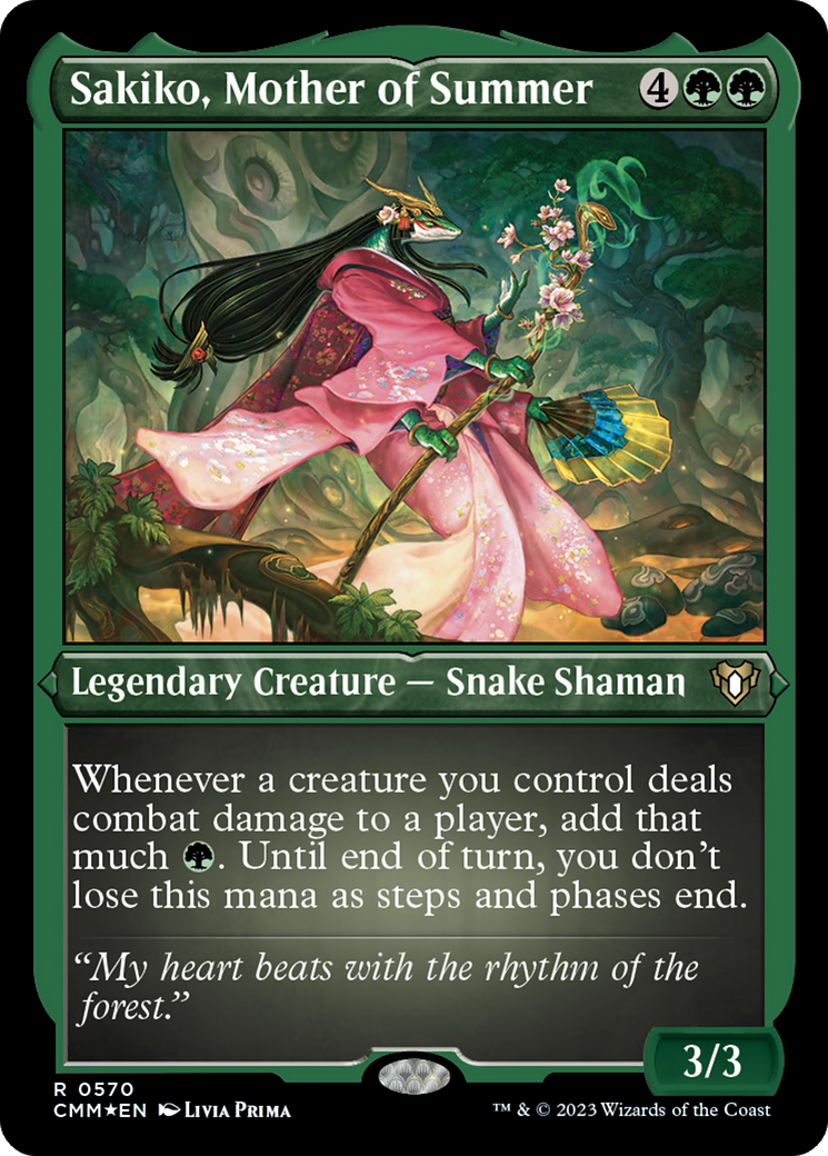 Sakiko, Mother of Summer (Foil Etched) [Commander Masters] | Good Games Modbury