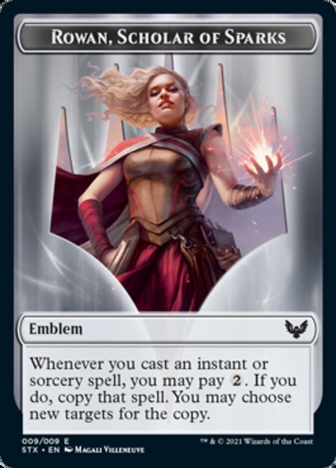 Fractal // Rowan, Scholar of Sparks Emblem Double-Sided Token [Strixhaven: School of Mages Tokens] | Good Games Modbury