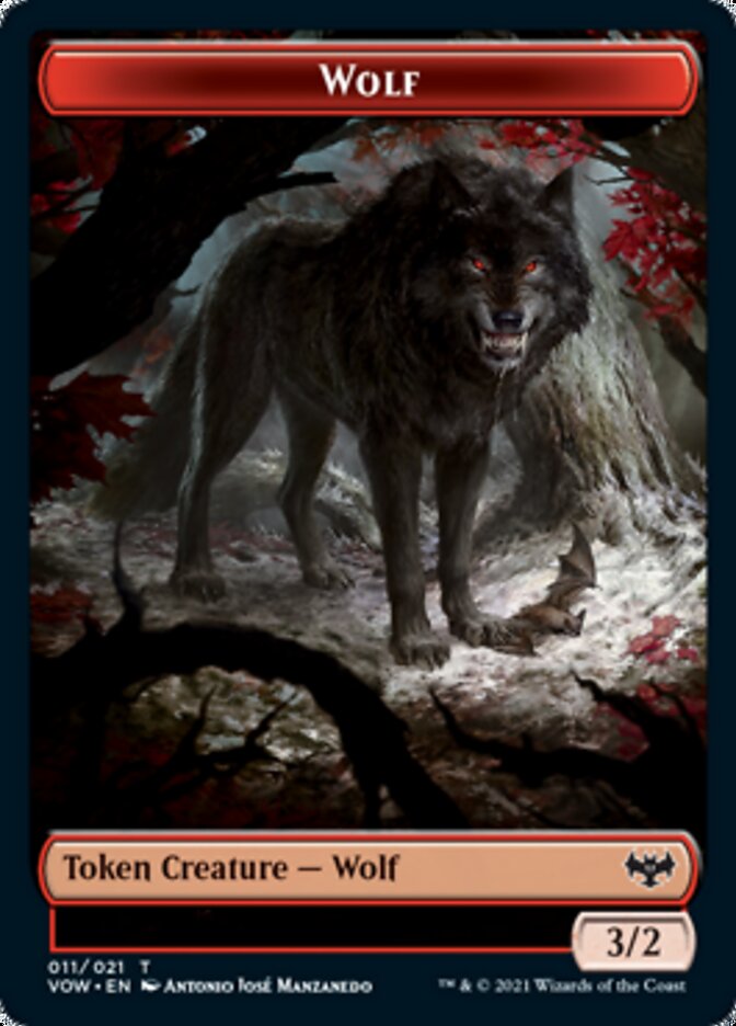 Wolf (011) // Boar Double-Sided Token [Innistrad: Crimson Vow Tokens] | Good Games Modbury