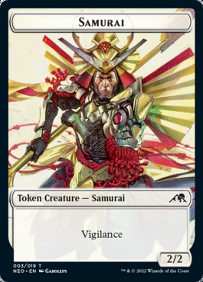 Samurai // Tezzeret, Betrayer of Flesh Emblem Double-Sided Token [Kamigawa: Neon Dynasty Tokens] | Good Games Modbury
