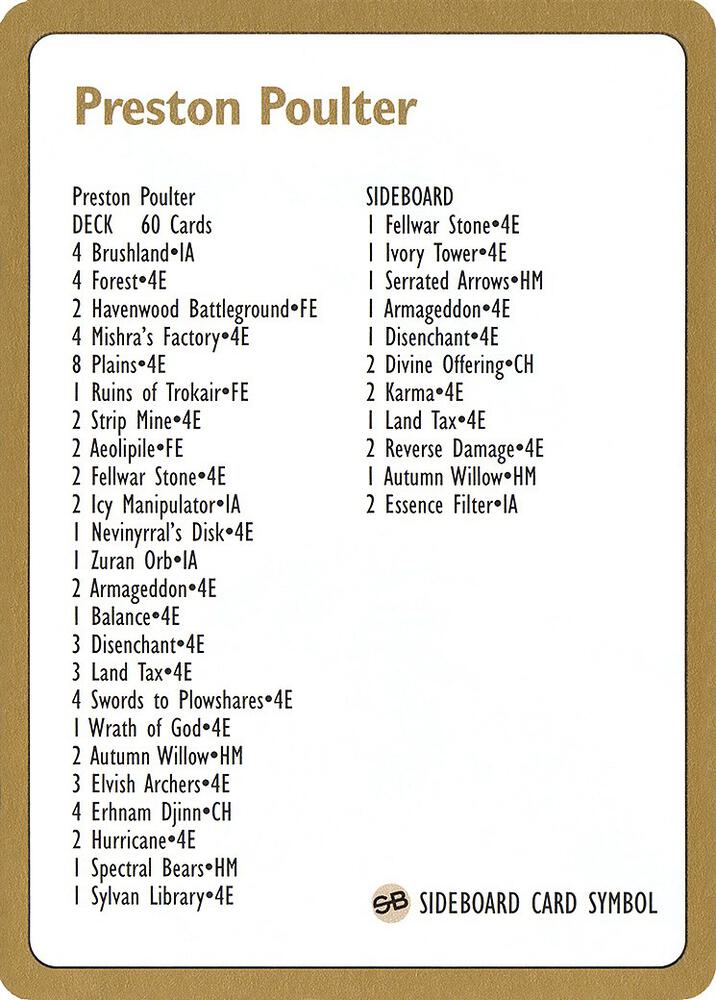 1996 Preston Poulter Decklist Card  (World Championship Decks)  | Good Games Modbury