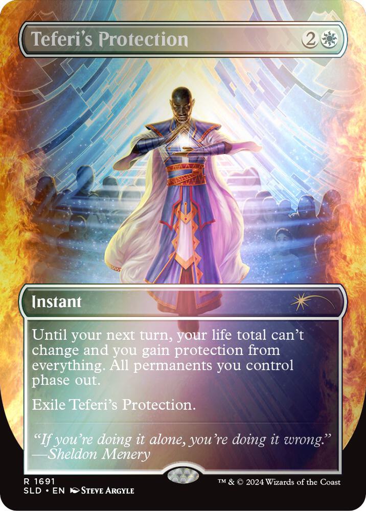 Teferis Protection 1691 (Secret Lair Drop Series)  - Borderless Rainbow Foil | Good Games Modbury