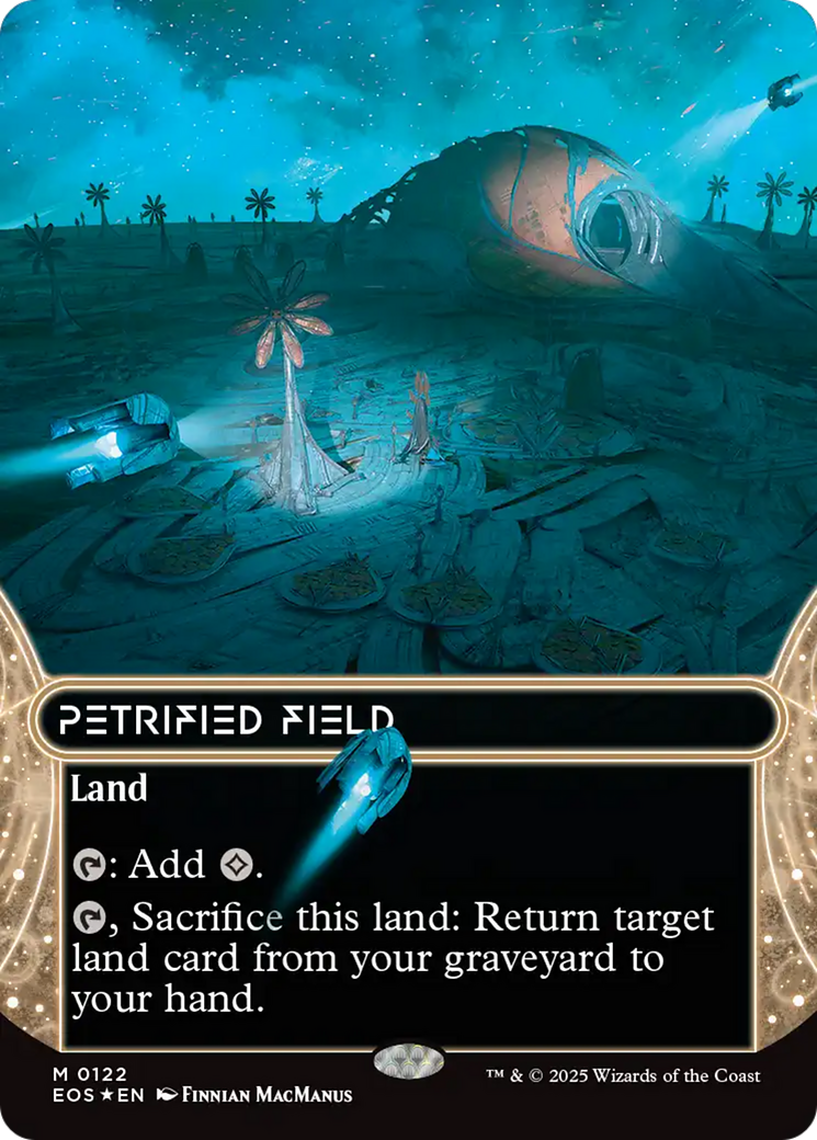 Petrified Field (0122) (Borderless) (Galaxy Foil) [Edge of Eternities: Stellar Sights] | Good Games Modbury