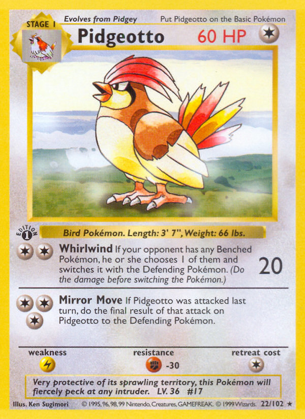 Pidgeotto (22/102) (Shadowless) [Base Set 1st Edition] | Good Games Modbury