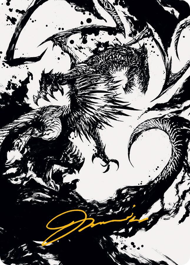 Skithiryx the Blight Dragon Art Card Gold Stamped Signature 71 (Art Series: March of the Machine)  | Good Games Modbury