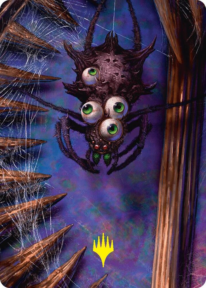 Spider Art Card Gold Stamped Planeswalker Symbol 54 (Art Series: Duskmourn: House of Horror)  | Good Games Modbury