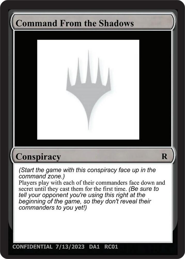 Command From the Shadows RC01b/477 (Un-Known Event Playtest Cards)  | Good Games Modbury