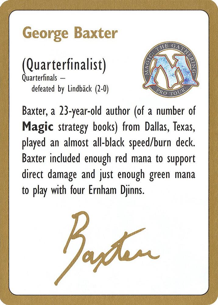 1996 George Baxter Biography Card  (World Championship Decks)  | Good Games Modbury