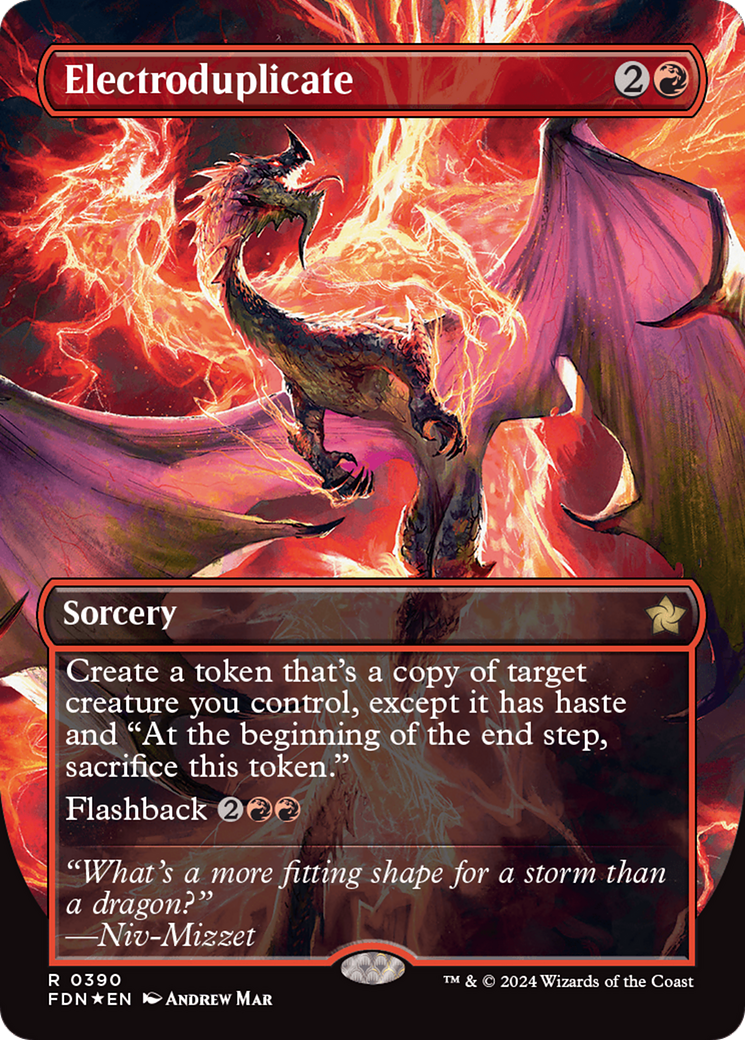 Electroduplicate (Borderless) (Mana Foil) [Foundations] | Good Games Modbury