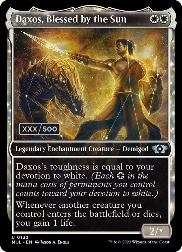 Daxos, Blessed by the Sun Serialized 132z/65 (March of the Machine: Multiverse Legends)  - Double Rainbow Foil | Good Games Modbury
