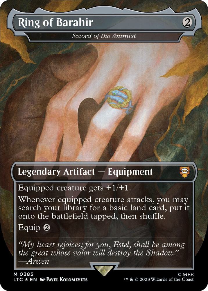 Ring of Barahir Sword of the Animist Borderless Surge Foil 385 (Commander: The Lord of the Rings: Tales of Middle-earth)  - Borderless Surge Foil | Good Games Modbury