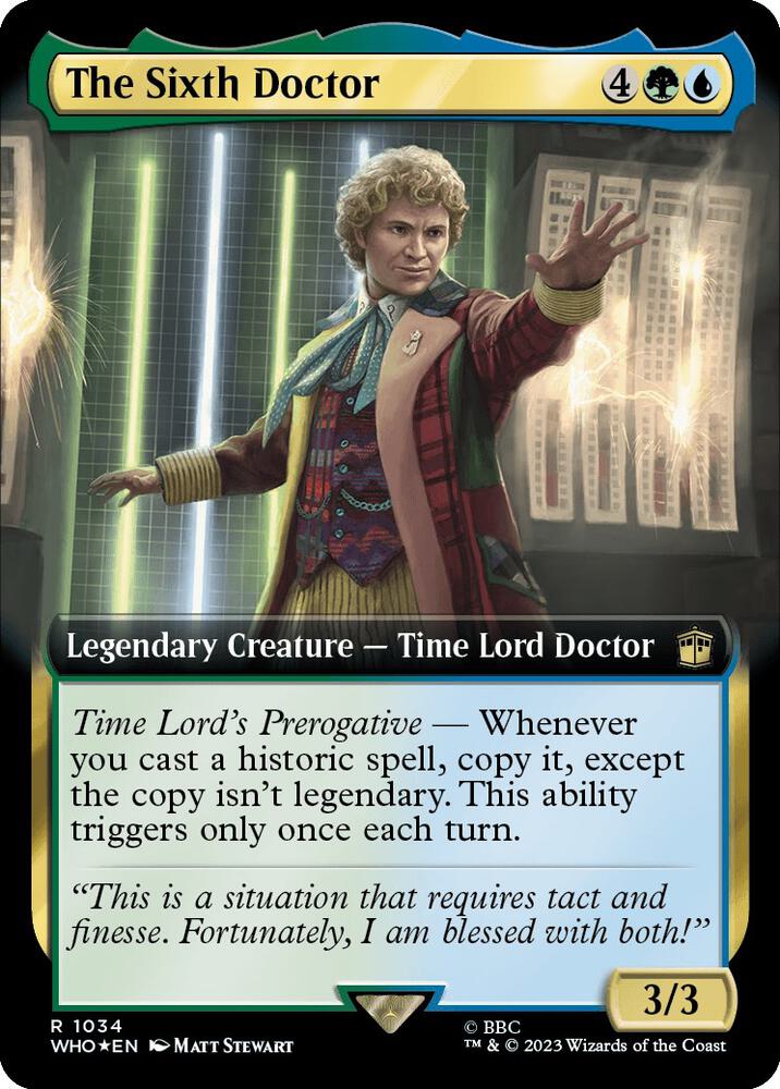 The Sixth Doctor 1034/331 (Universes Beyond: Doctor Who)  - Extended Art Surge Foil | Good Games Modbury