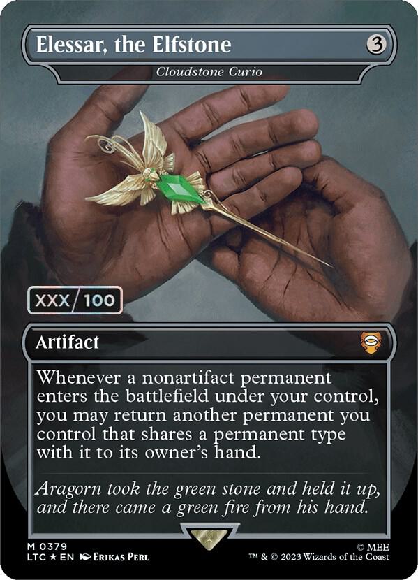 Elessar the Elfstone Cloudstone Curio Borderless Serial Numbered 379 (Commander: The Lord of the Rings: Tales of Middle-earth)  - Double Rainbow Foil | Good Games Modbury