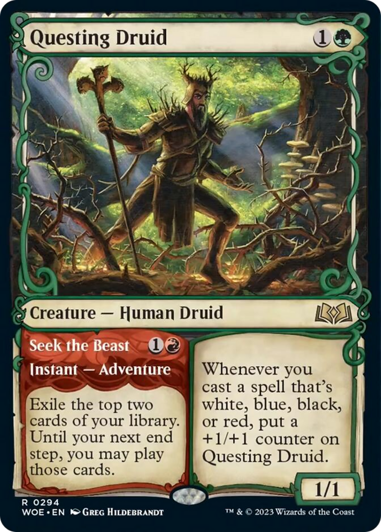 Questing Druid // Seek the Beast (Showcase) [Wilds of Eldraine] | Good Games Modbury