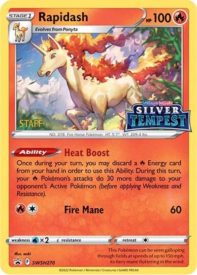 Rapidash (SWSH270) (Prerelease) (Staff) [Sword & Shield: Black Star Promos] | Good Games Modbury