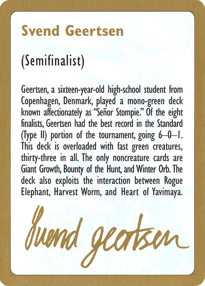 Svend Geertsen Bio  (World Championship Decks)  | Good Games Modbury