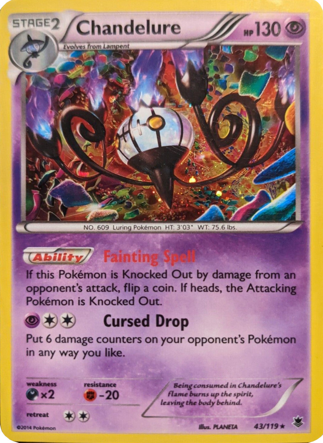Chandelure (43/119) (Cosmos Holo) [XY: Phantom Forces] | Good Games Modbury
