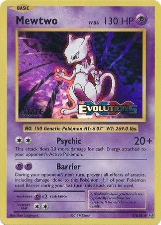 Mewtwo (51/108) (XY Evolutions Staff Prerelease) [XY: Black Star Promos] | Good Games Modbury