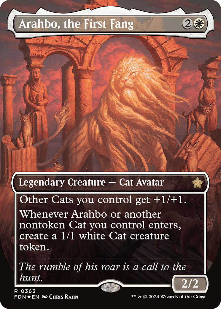 Arahbo, the First Fang (Borderless) (Mana Foil) [Foundations] | Good Games Modbury