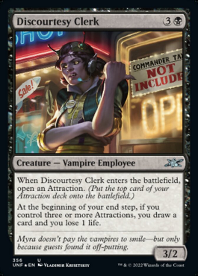 Discourtesy Clerk (Galaxy Foil) [Unfinity] | Good Games Modbury