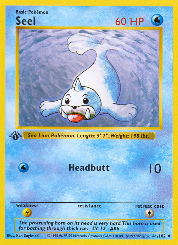 Seel (41/102) (Shadowless) [Base Set 1st Edition] | Good Games Modbury