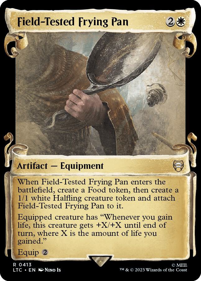 Field Tested Frying Pan Showcase Scrolls 413 (Commander: The Lord of the Rings: Tales of Middle-earth)  - Showcase Scroll Foil | Good Games Modbury