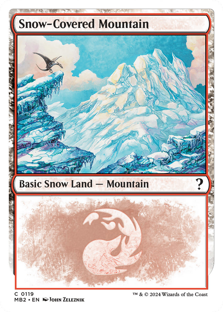Snow-Covered Mountain (White Border) [Mystery Booster 2] | Good Games Modbury