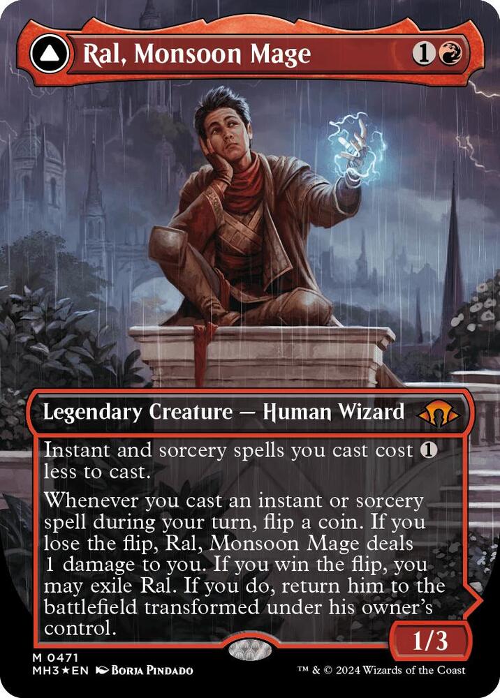 Ral, Monsoon Mage // Ral, Leyline Prodigy 471/319 (Modern Horizons 3)  - Borderless Textured Foil | Good Games Modbury
