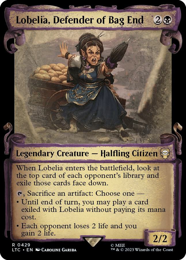 Lobelia Defender of Bag End Showcase Scrolls 429 (Commander: The Lord of the Rings: Tales of Middle-earth)  - Showcase Scroll Foil | Good Games Modbury