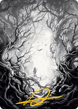 Forest Art Card 81 81 Gold Stamped Signature 81 (Art Series: Innistrad: Midnight Hunt)  | Good Games Modbury