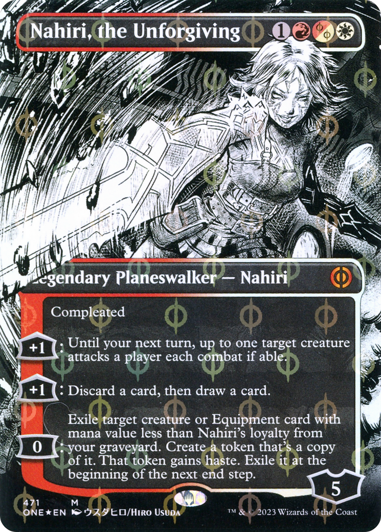 Nahiri, the Unforgiving (Borderless Manga Step-and-Compleat Foil) [Phyrexia: All Will Be One] | Good Games Modbury