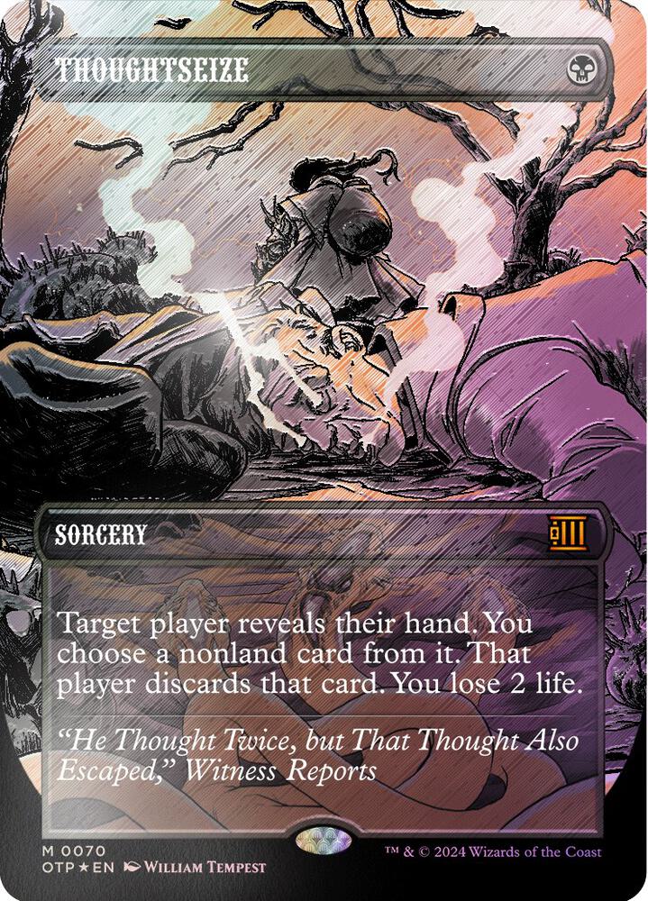 Thoughtseize 70/65 (Outlaws of Thunder Junction: Breaking News)  - Showcase Textured Foil | Good Games Modbury